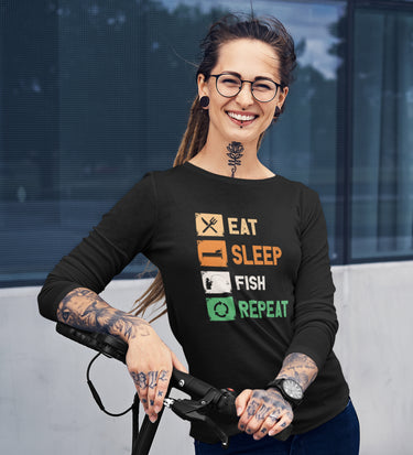 Eat Sleep Fishing Repeat Women Long Sleeve Shirt